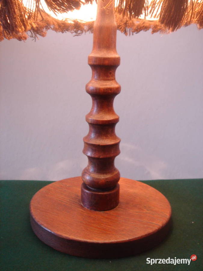 Lampa stołowa dębowa stara