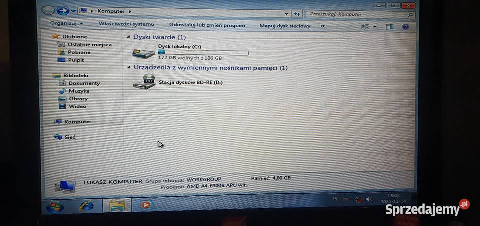Komputer stacjonarny lenovo amd a4 4gb ram 200gb