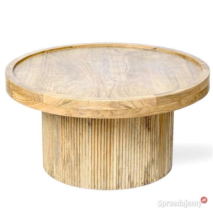 Drewniany okrągły stolik kawowy LAMEL z mango 91cm lubelskie Lublin