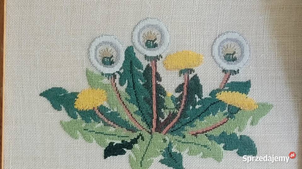 Urocze trzy obrazy haftowane ręcznie Polne