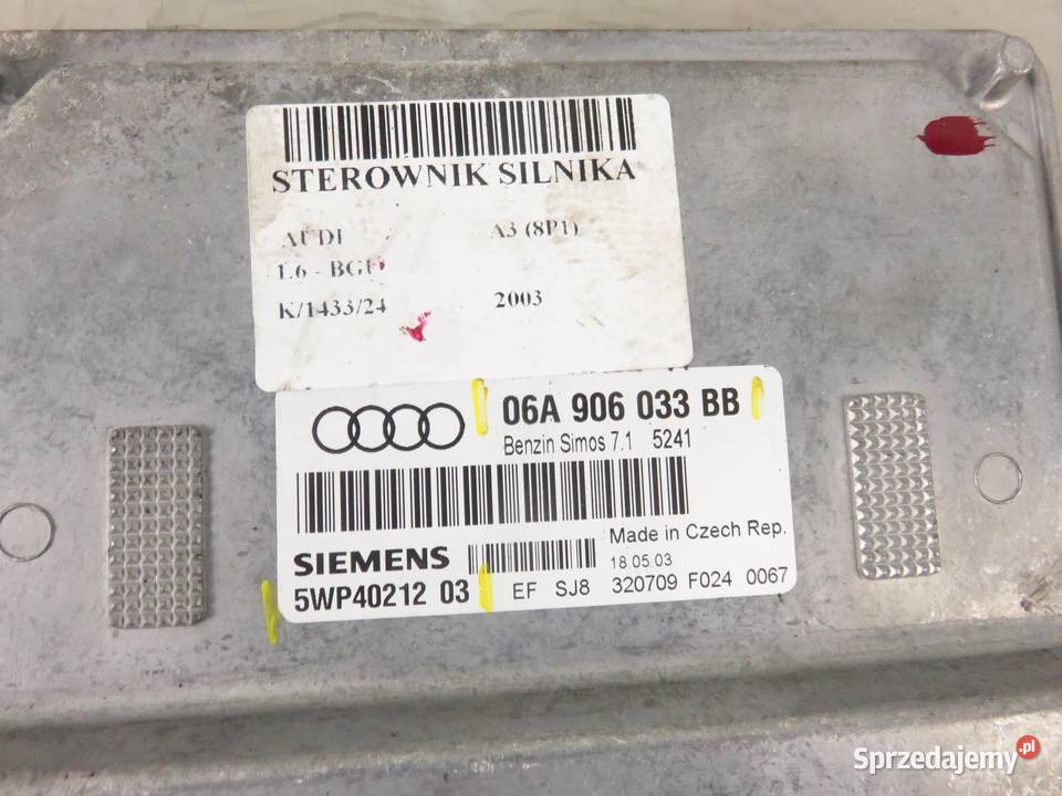 STEROWNIK AUDI A3 8P 16 06A906033BB 5WP4021203 Części samochodowe
