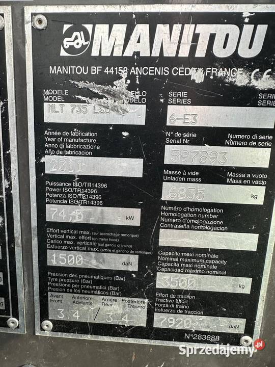 ładowarka teleskopowa manitou 2011r Zambrów sprzedam
