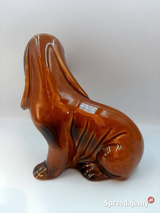 Śliczna ceramiczna figurka jamnik pies baset kujawsko-pomorskie Inowrocław
