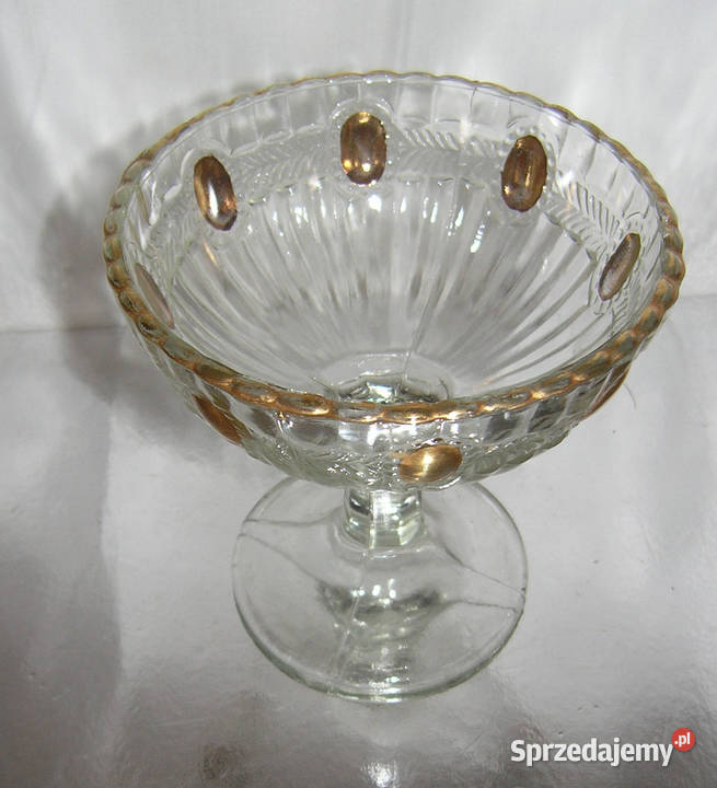 cukiernica vintage PRL zlote owaleD Porcelana i szkło