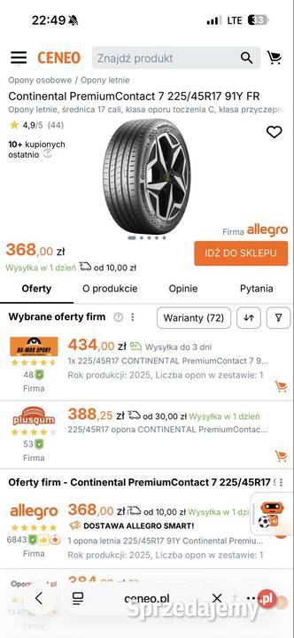 Continental PremiumContact 7 22545R17 91Y FR
