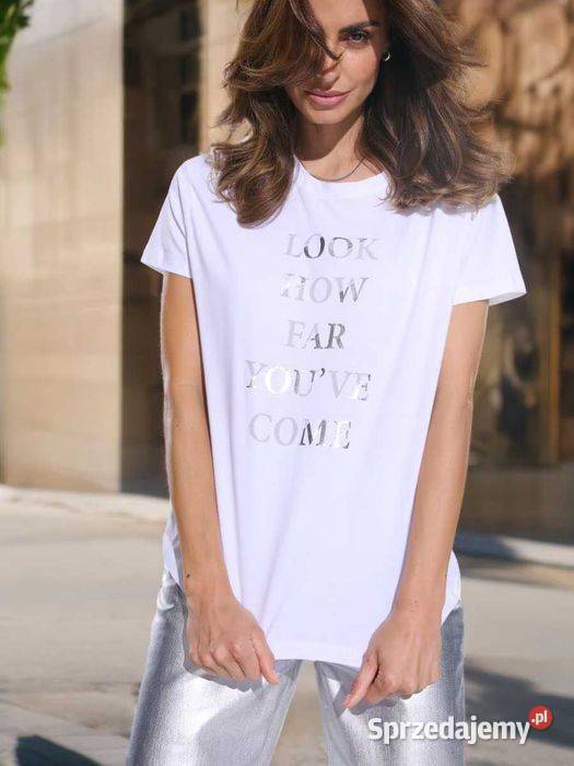 biały tshirt z nadrukiem Sinsay Olkusz