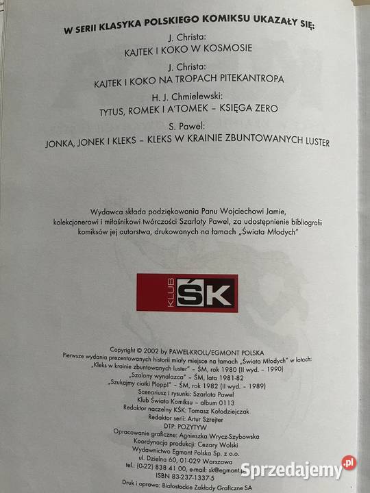 PRZYGODY KLEKSA 2002 album koilekcjonerski 112 Sierosław sprzedam