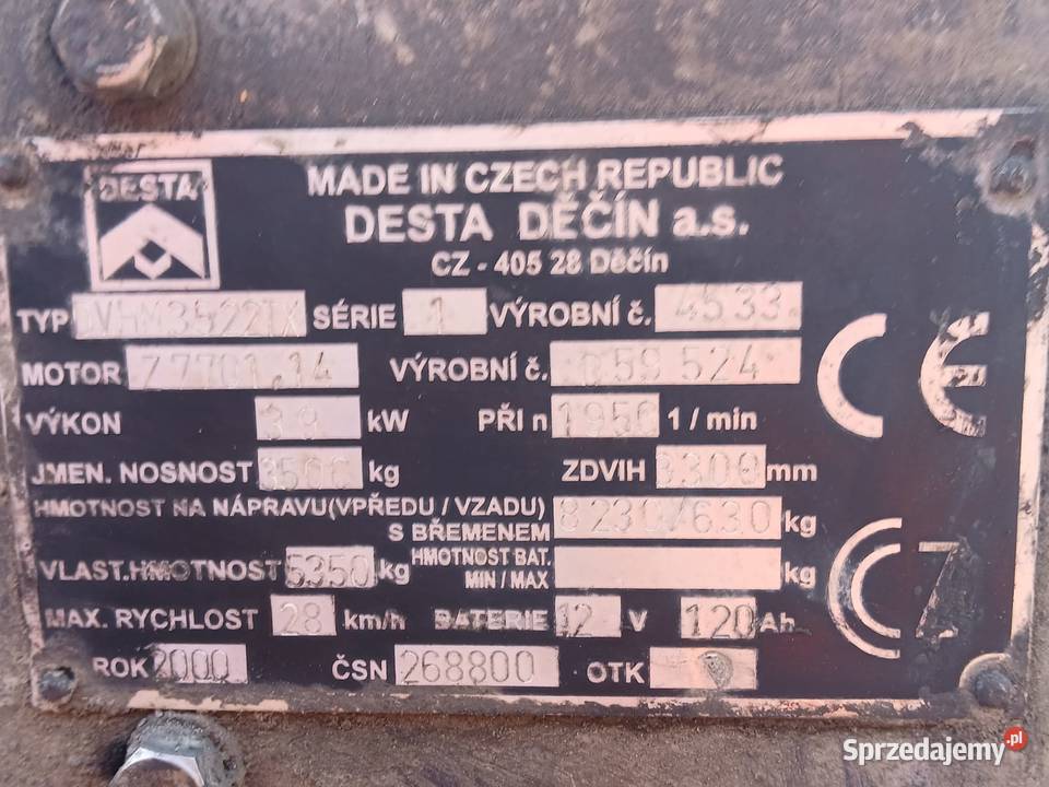 Wózek Widłowy Desta Udźwig 35T 2000 Złoczew