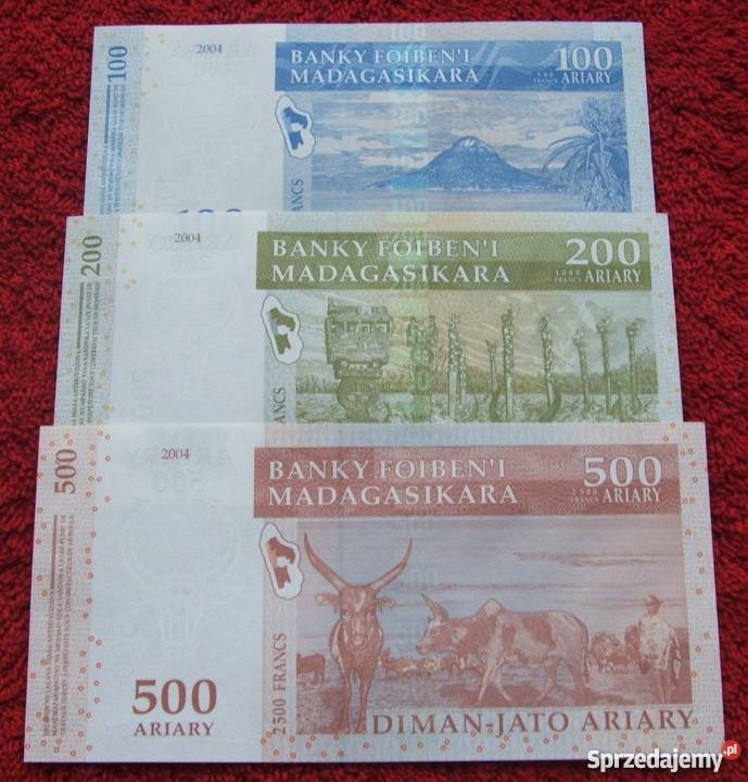 MADAGASKAR Kolekcjonerskie Banknoty Zestaw 3 śląskie Katowice