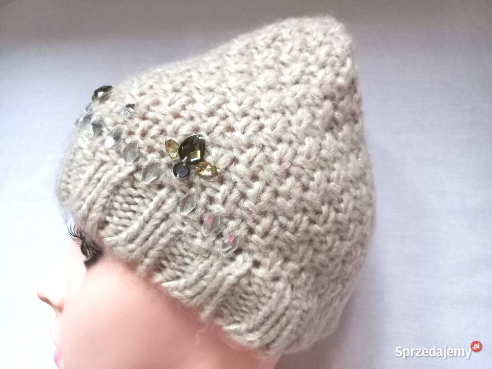 Czapka beżowa Damska r LXL melanż Kryształki podlaskie Białystok