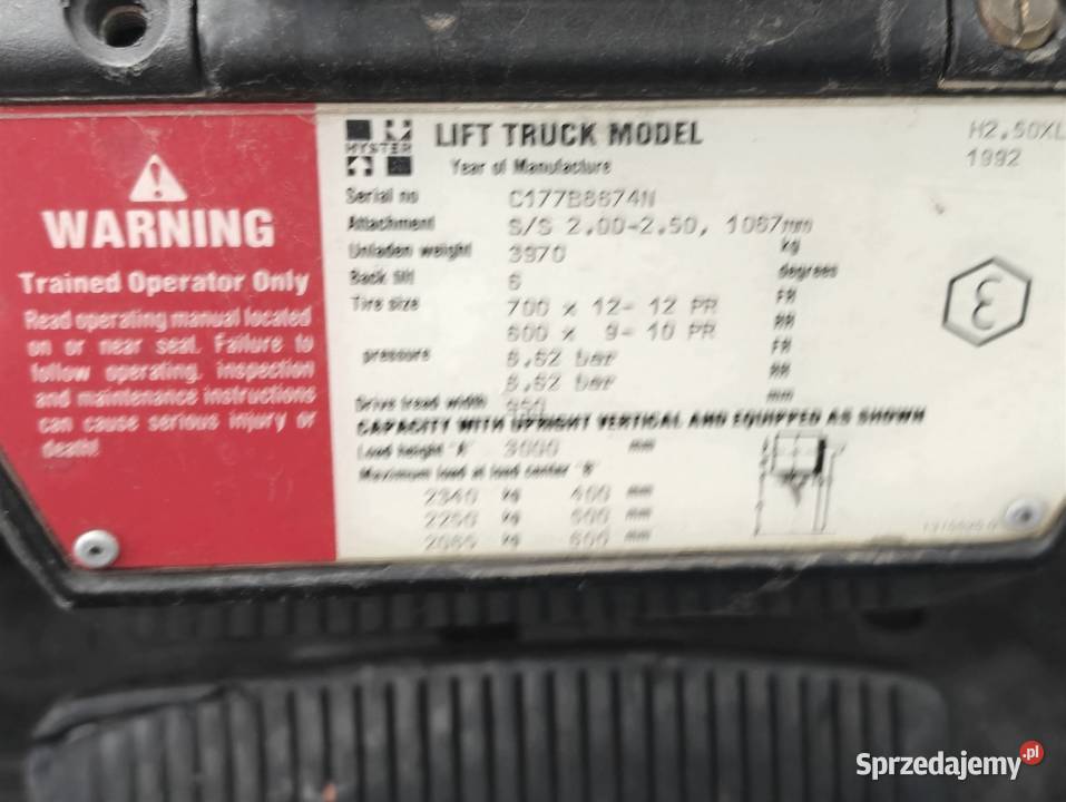 Wózek Hyster H1250Xl 25T Diesel Wolny Skok Hyster Sandomierz
