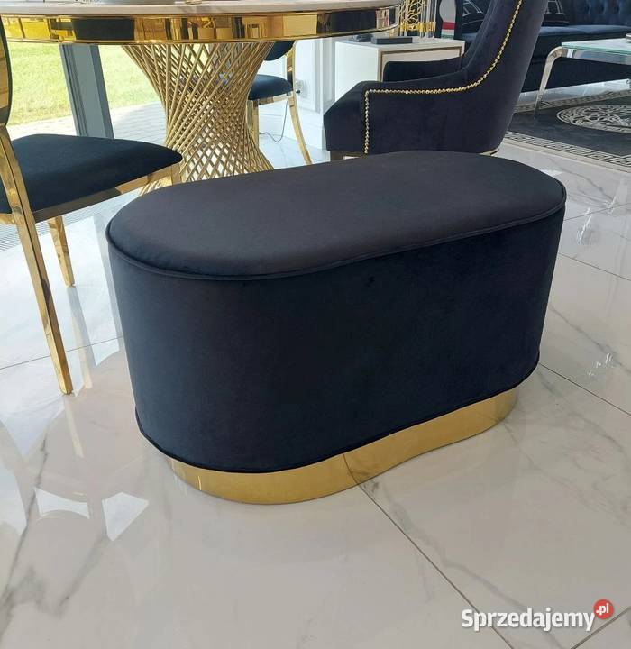 Pufa owalna glamour czarna złota do sypialni 90cm Warszawa