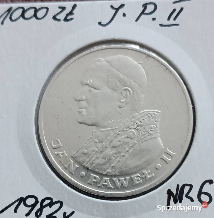 1000 Papież Jan Paweł II 1982 r 6 UNC