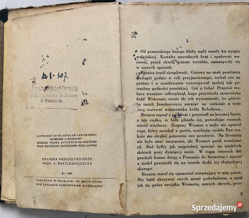 Książka Saga o Jarlu Broniszu część I 1946 Poznań