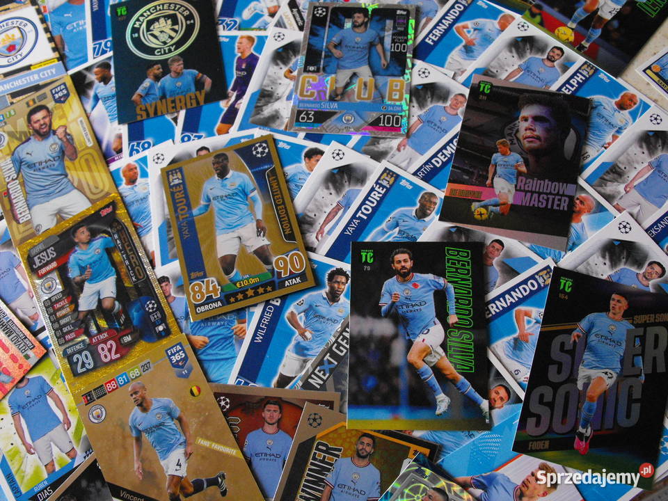 Karty piłkarskie MANCHESTER CITY zestaw 112 kart Mykanów sprzedam