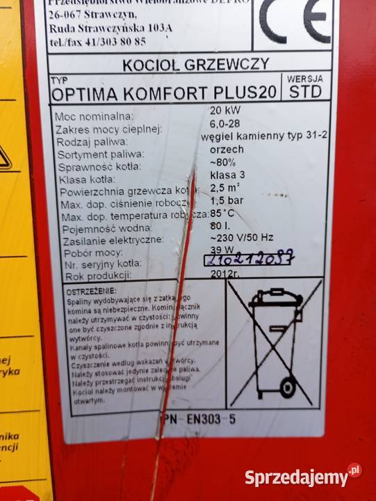 Piec co Defro 20kW śląskie Myszków
