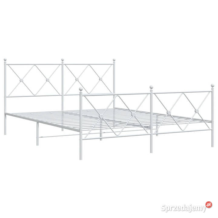 Łóżko Metalowe Białe Rama Łóżka Ze Stelażem 90cm