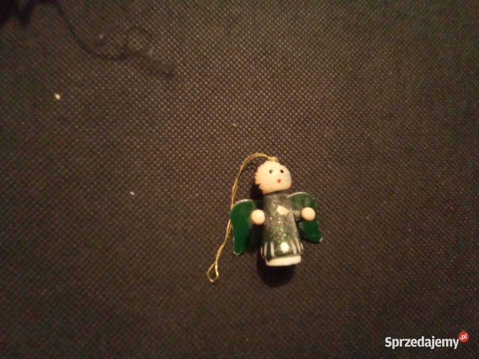 Drewniana zawieszka aniołek z zielonymi Warszawa