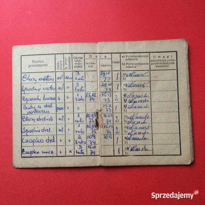 1986 Dwie Książeczki Wyposażenia PKP zachodniopomorskie Szczecin