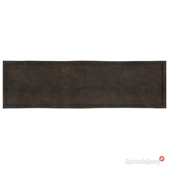 Blat ciemnobrązowy 220x60x26 drewno z naturalną Warszawa