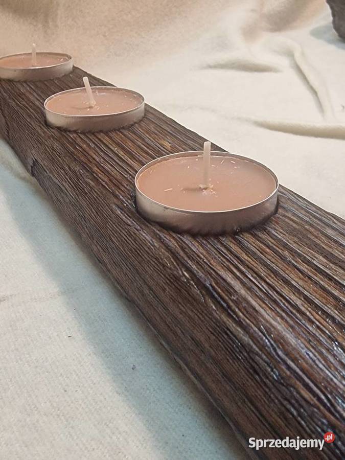 Świecznik świerkowy opalany Shou Sugi Ban Sępopol