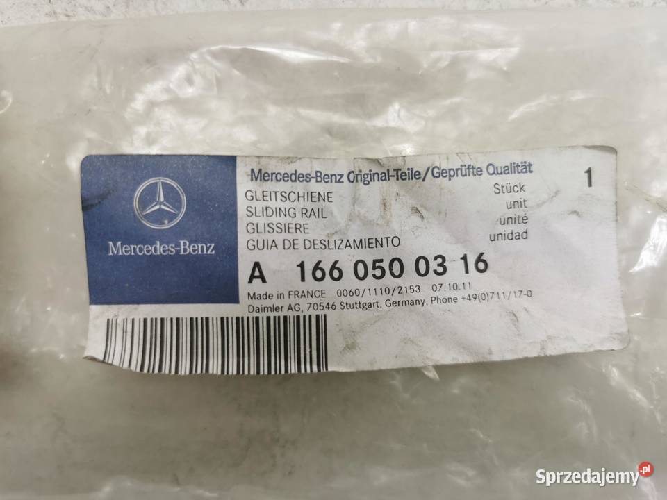 SZYNA ŚLIZGOWA ROZRZĄDU MERCEDESBENZ AKLASA