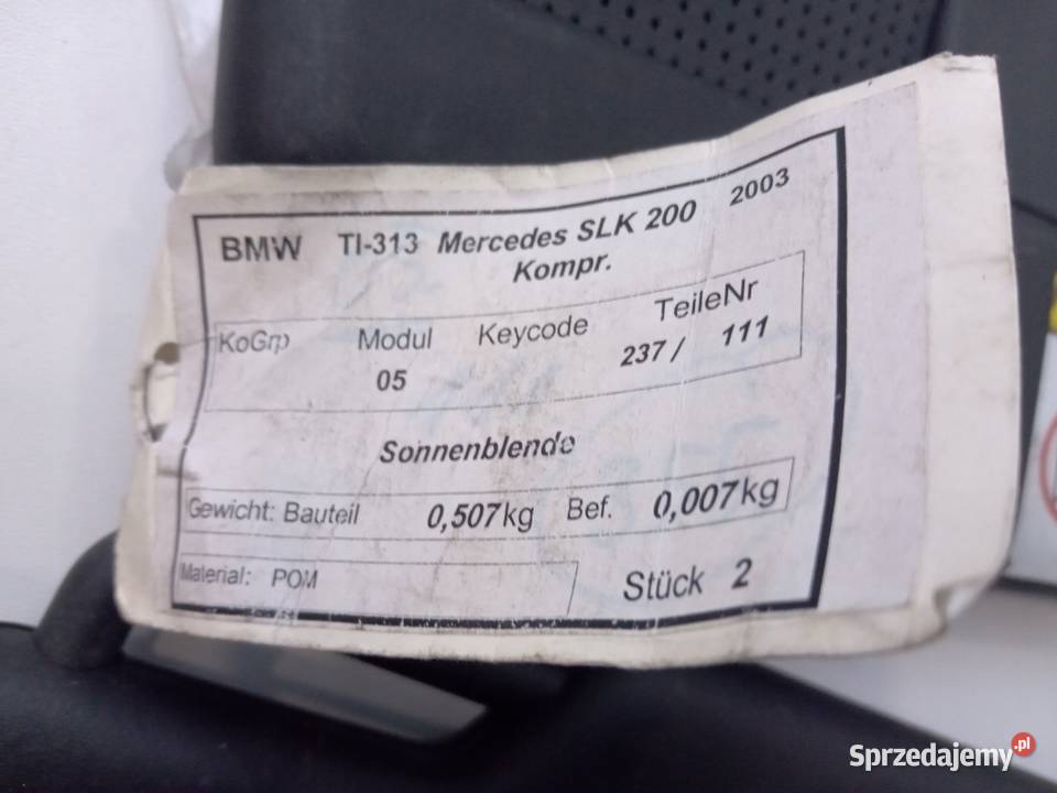 OSŁONA PRZECIWSŁONECZNA DASZEK MERCEDES SLK R171 Nowy Tomyśl sprzedam