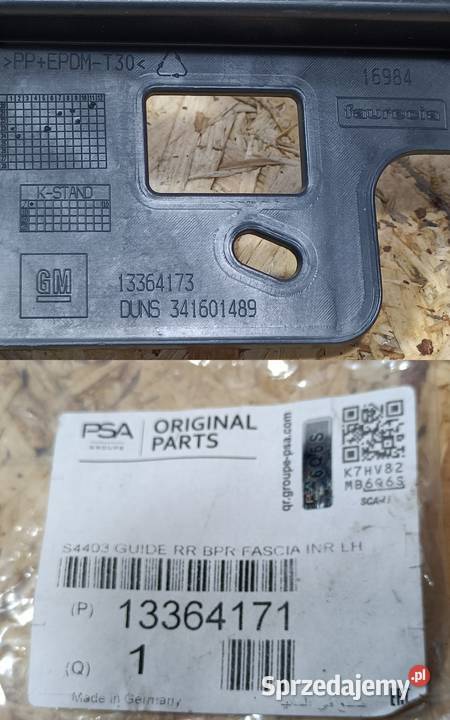 OPEL ADAM ŚLIZG MOCOWANIE UCHWYT ZDERZAK LEWY Części montażowe Pleszew