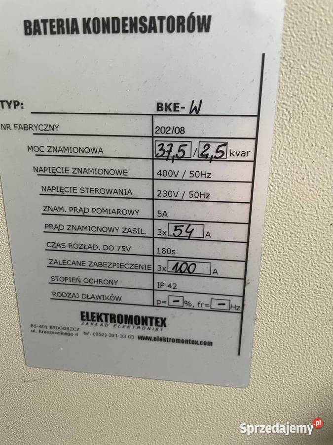 Bateria kondensatorów kompensator mocy biernej Łańcut