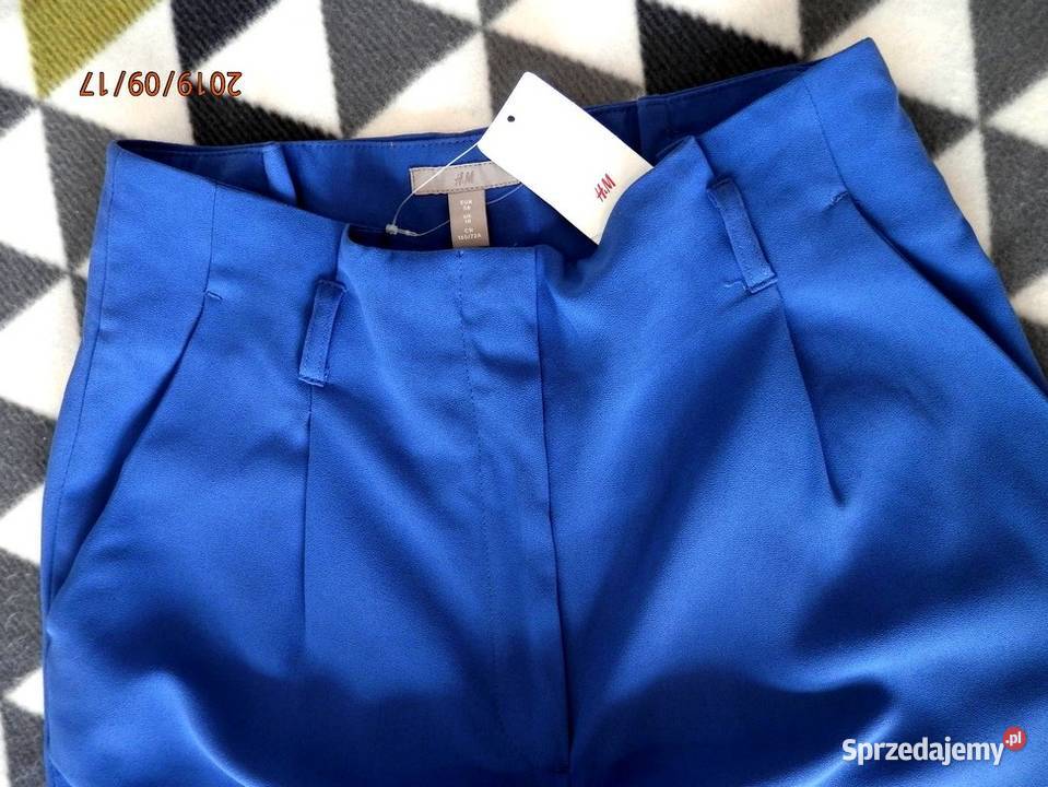 Spodnie HM Paperbag Wysoki Stan Niebieskie Nowe niebieski Łomża