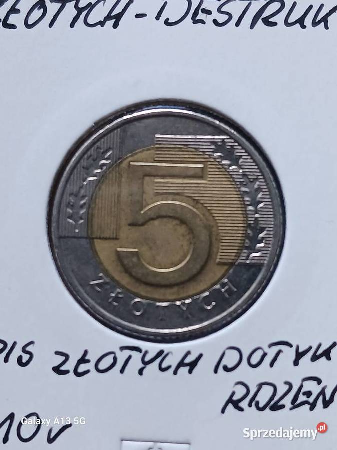 5 Złotych 2010 r DESTRUKTnapis dotyka rdzenia Konin