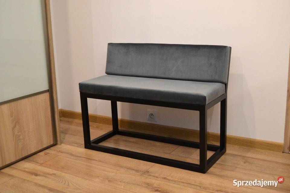Ławeczka loft siedzisko pufa z oparciem stalowa