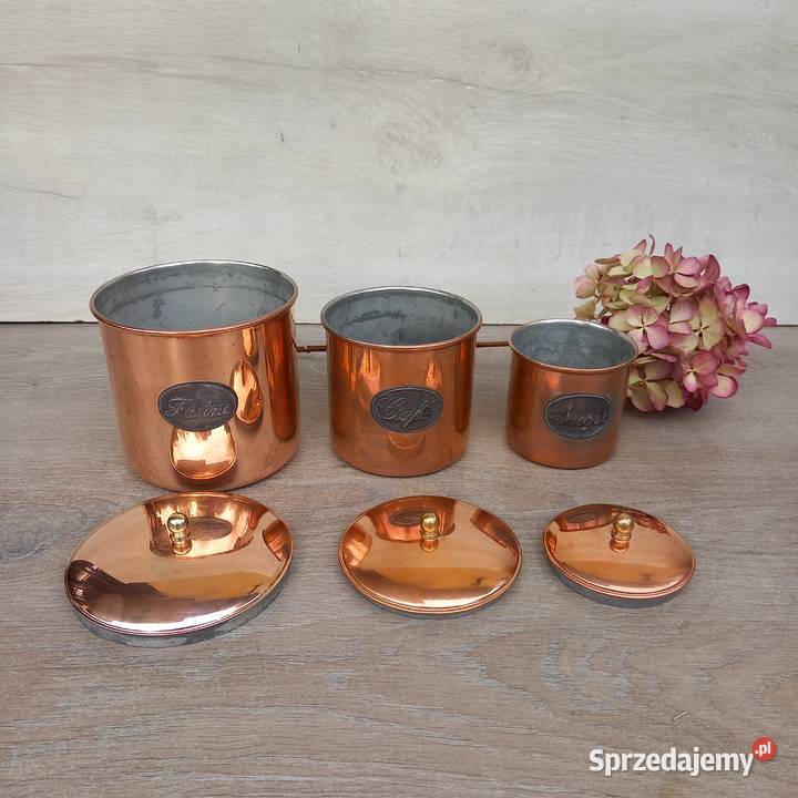 Miedziane pojemniki kuchenne komplet 3 miedziana Dom i Ogród mazowieckie