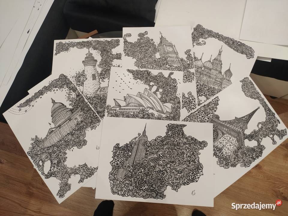 Rysunki budowle x7 blok techniczny A3 295x415mm Malarstwo Warszawa sprzedam