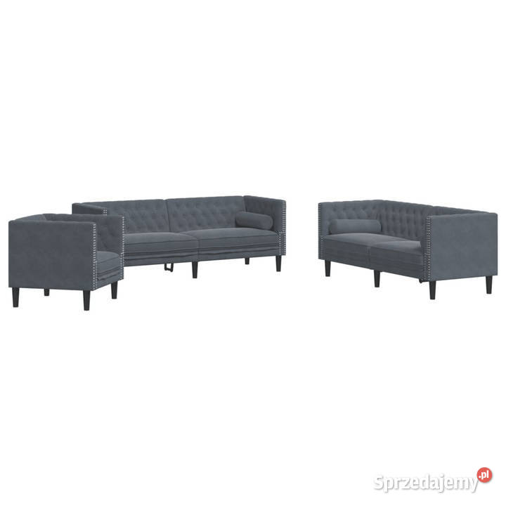 3cz wypoczynek Chesterfield z wałkami Warszawa