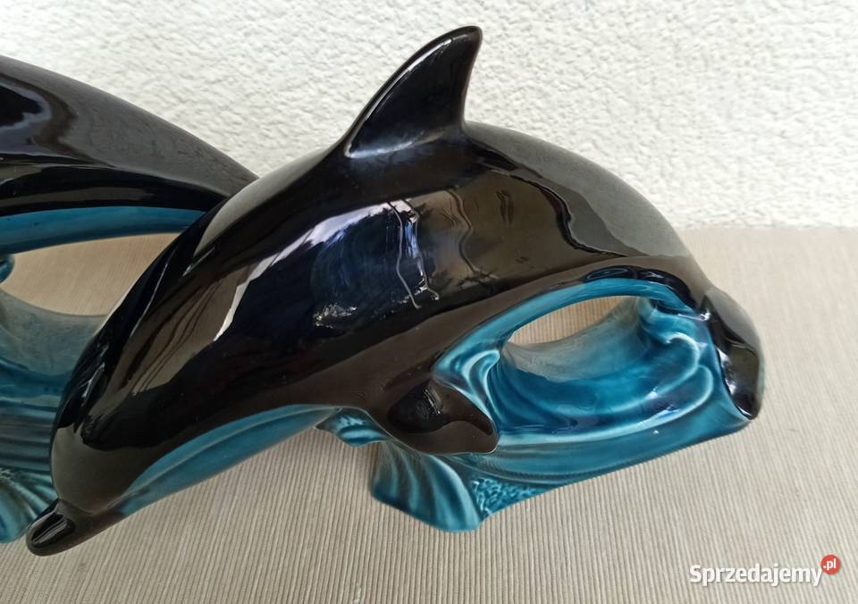 Figurki porcelana Vintage 2 ładne DELFINY firmy Warszawa