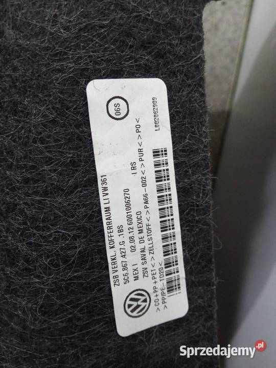 TAPICERKA BOCZEK PRAWY LEWY TYŁ KPL 5C BAGAŻNIKA Rok produkcji 2012