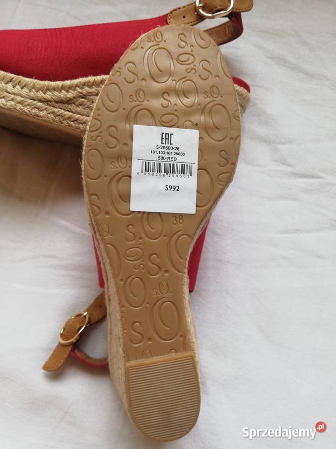 Czerwone espadryle na koturnie z platformą Warszawa