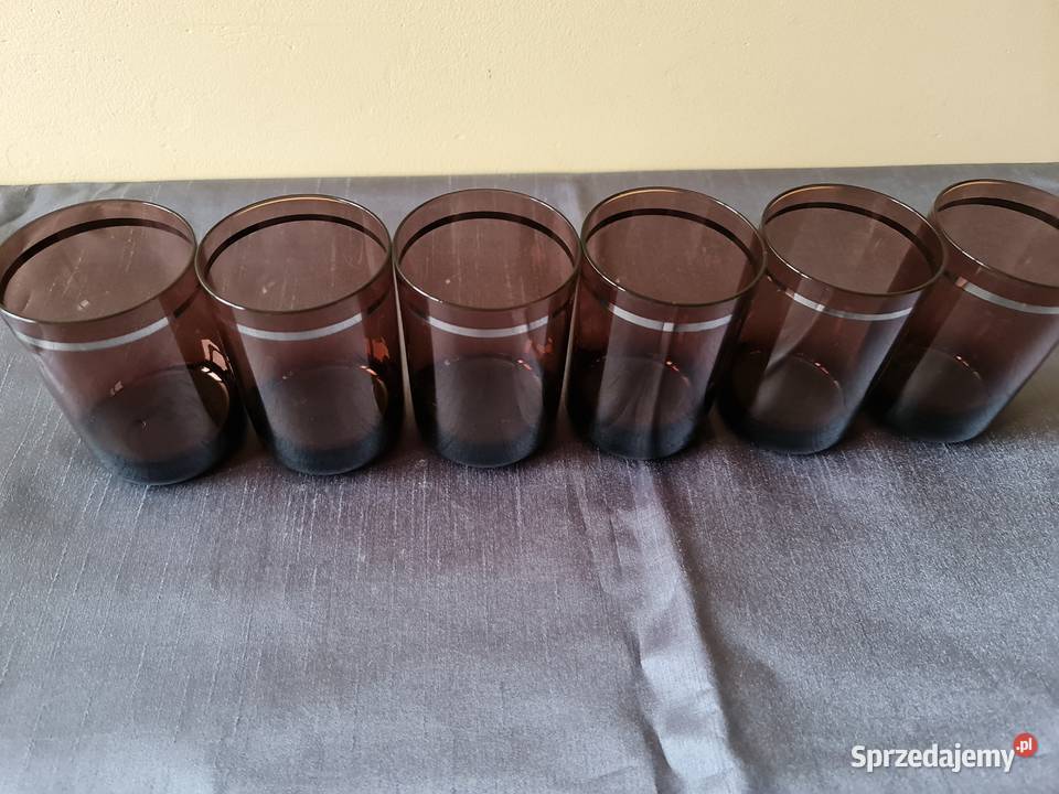Komplet sześciu szklanek z ciemnego szkła mazowieckie Warszawa