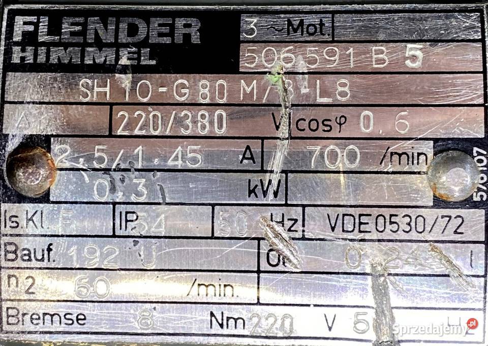 motoreduktor przekładnia 03kW 60obr 3fazowy Pigża
