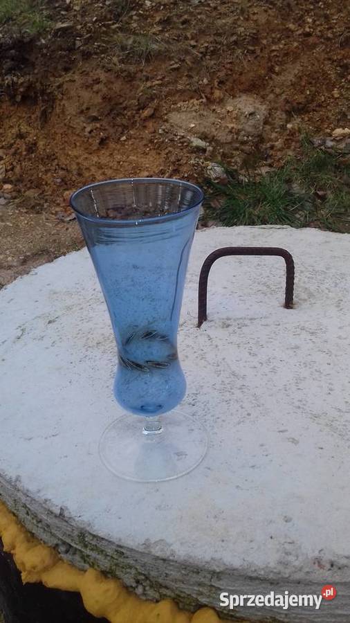 kielich piekne turkusowe cienkie szkło lata 60 Lubań
