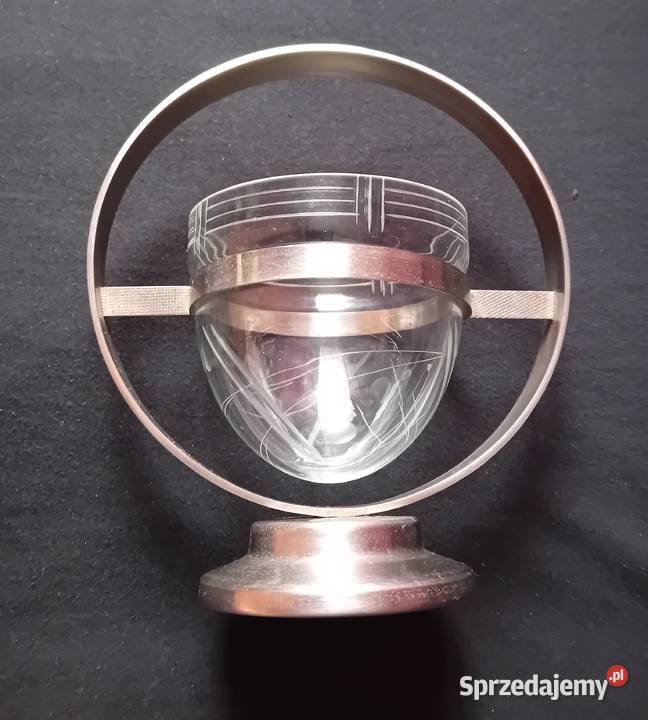 Piękna niklowana cukiernica ze szklanym wkładem sprzedam
