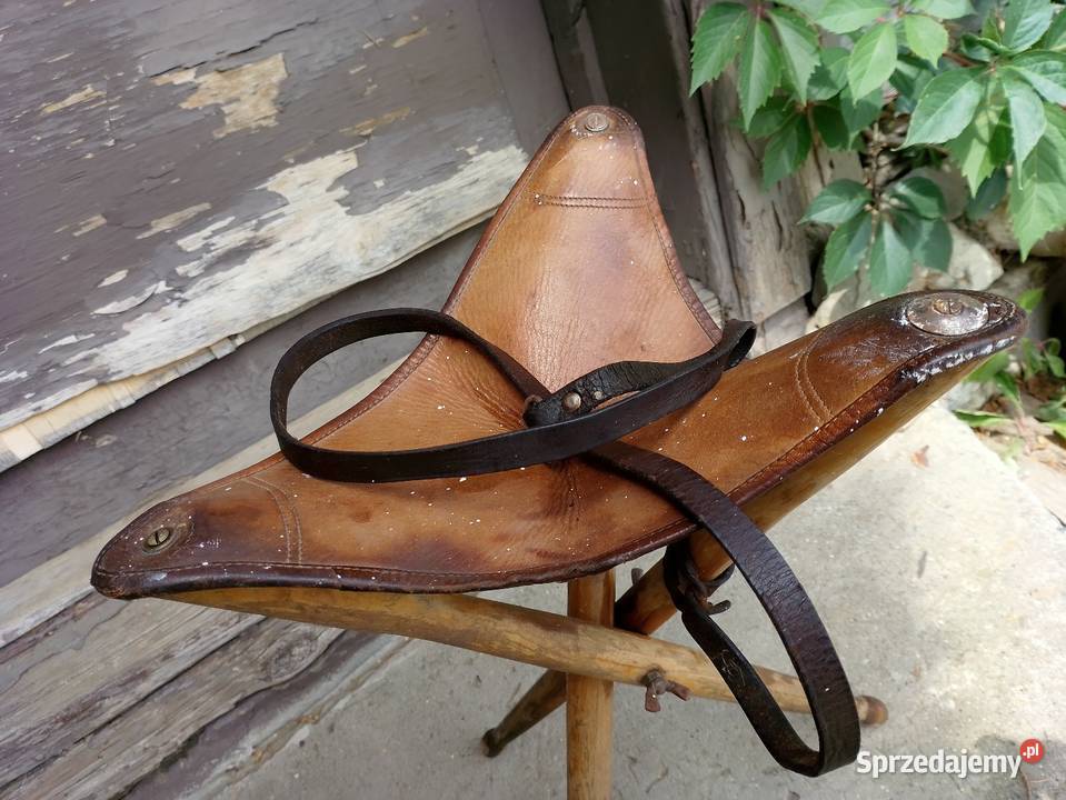 Krzesełko turystyczne składane PRL loftt skóra Krzesełka i leżaki podkarpackie Jarosław