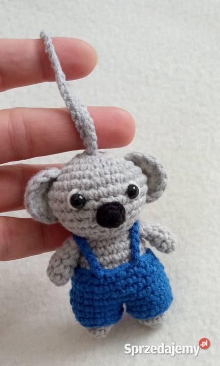 Miś koala wykonany na szydełku brelok zawieszka Łask