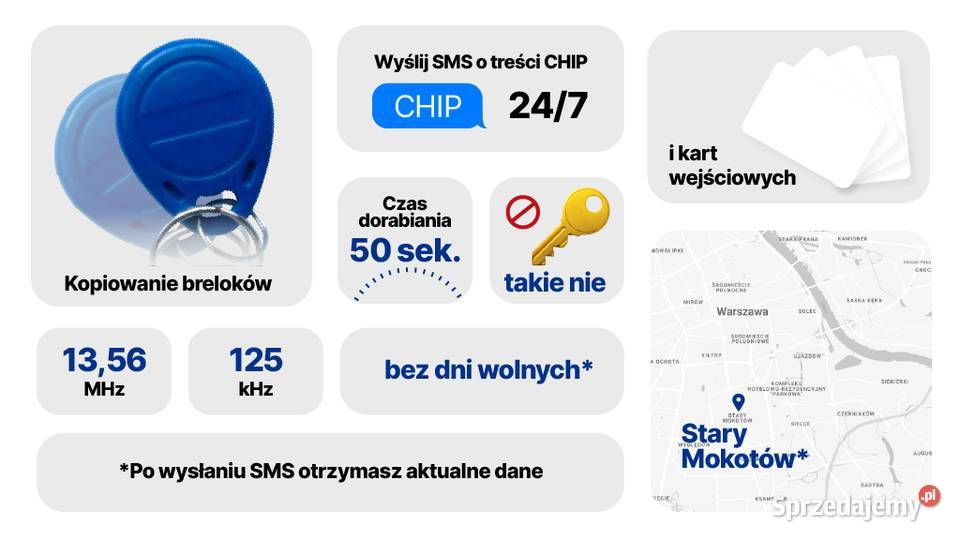 Kopiowanie chip kart breloków RFID pestka Pozostałe usługi Warszawa