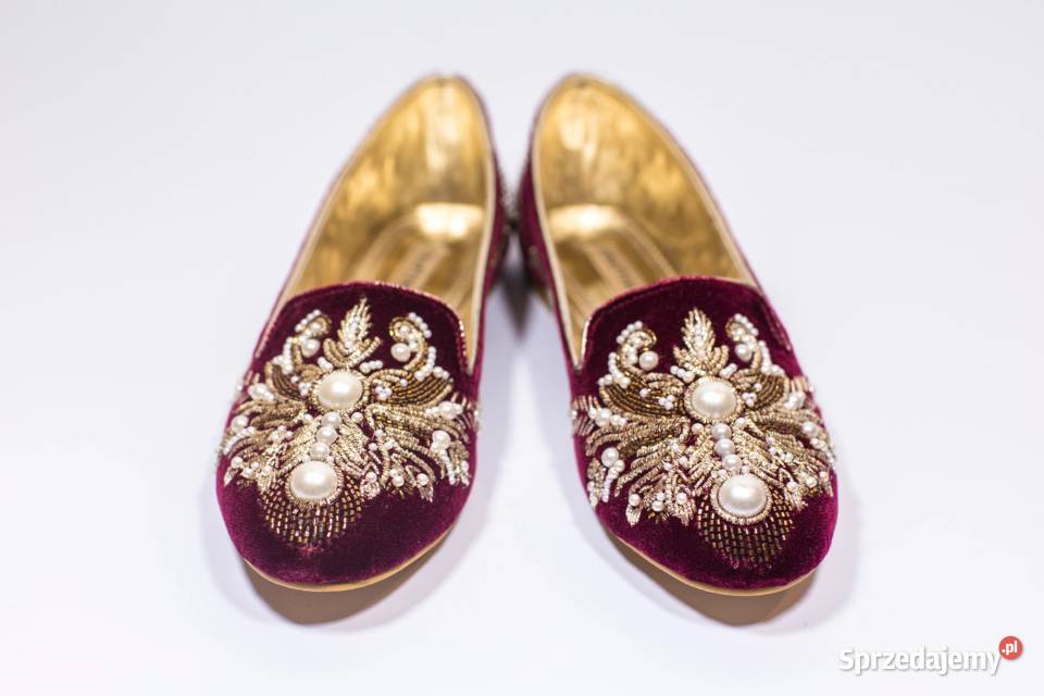 Płaskie buty loafers 38 retro vintage welur Szczecin