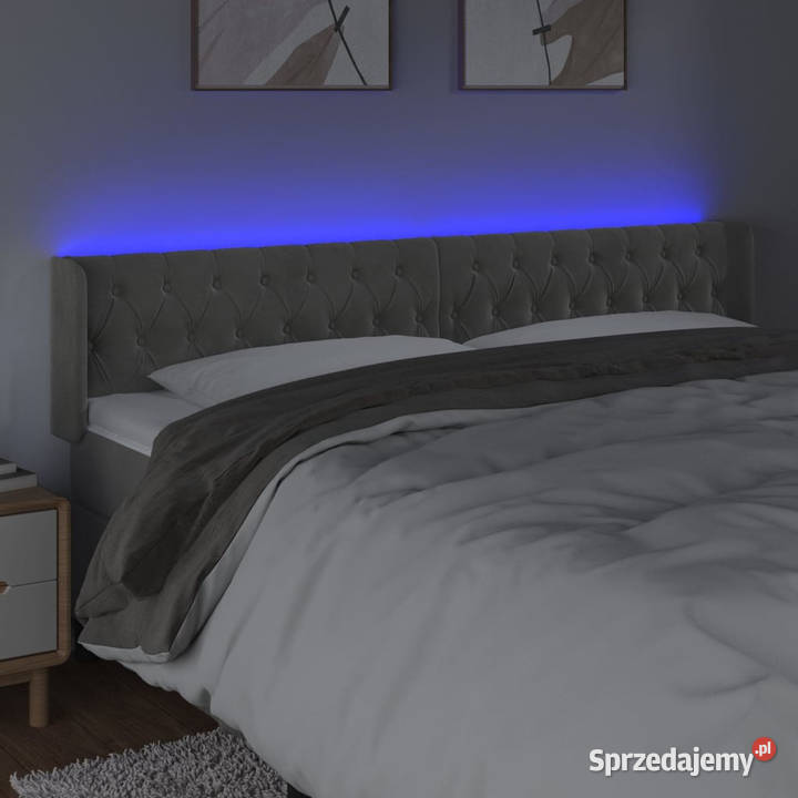 Zagłówek do łóżka z LED jasnoszary 203x16x7888 Warszawa