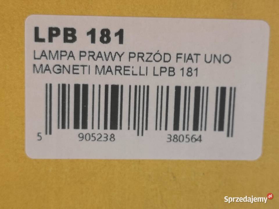 LAMPA PRAWY PRZÓD FIAT UNO 19891995 NOWA MAGNETI