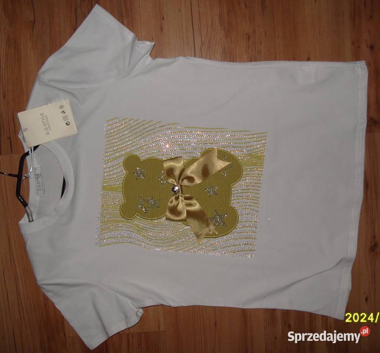 NOWY TSHIRT z Miśkiem kokarda cyrkonie r ML Rawicz