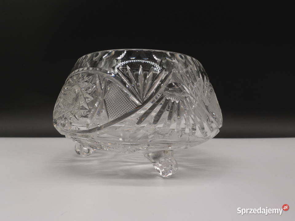 Kryształowa Misaowocarka na nóżkach PRL Ręczny Antyki, Sztuka, Kolekcje Raszków